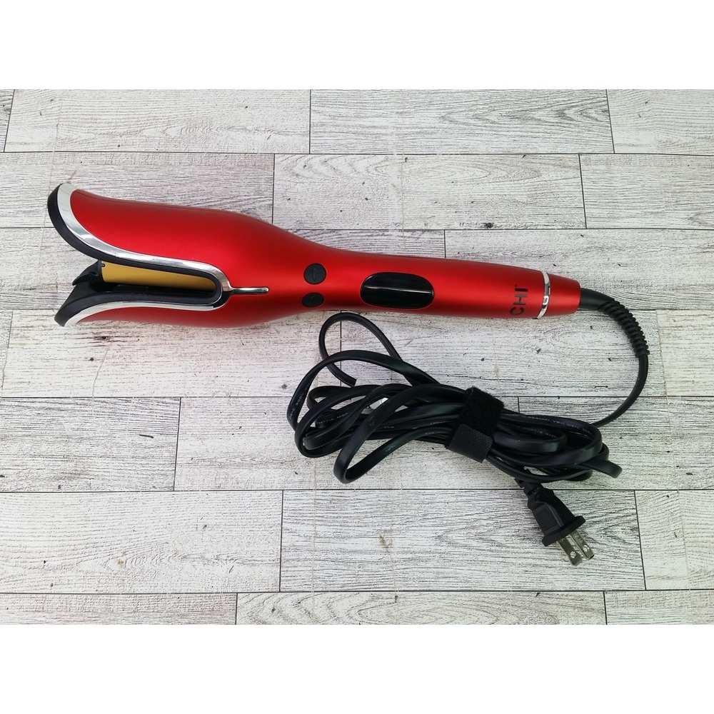 CHI Spin N Curl 1" Ceramic Rotating Curling Iron Red Tested & Working